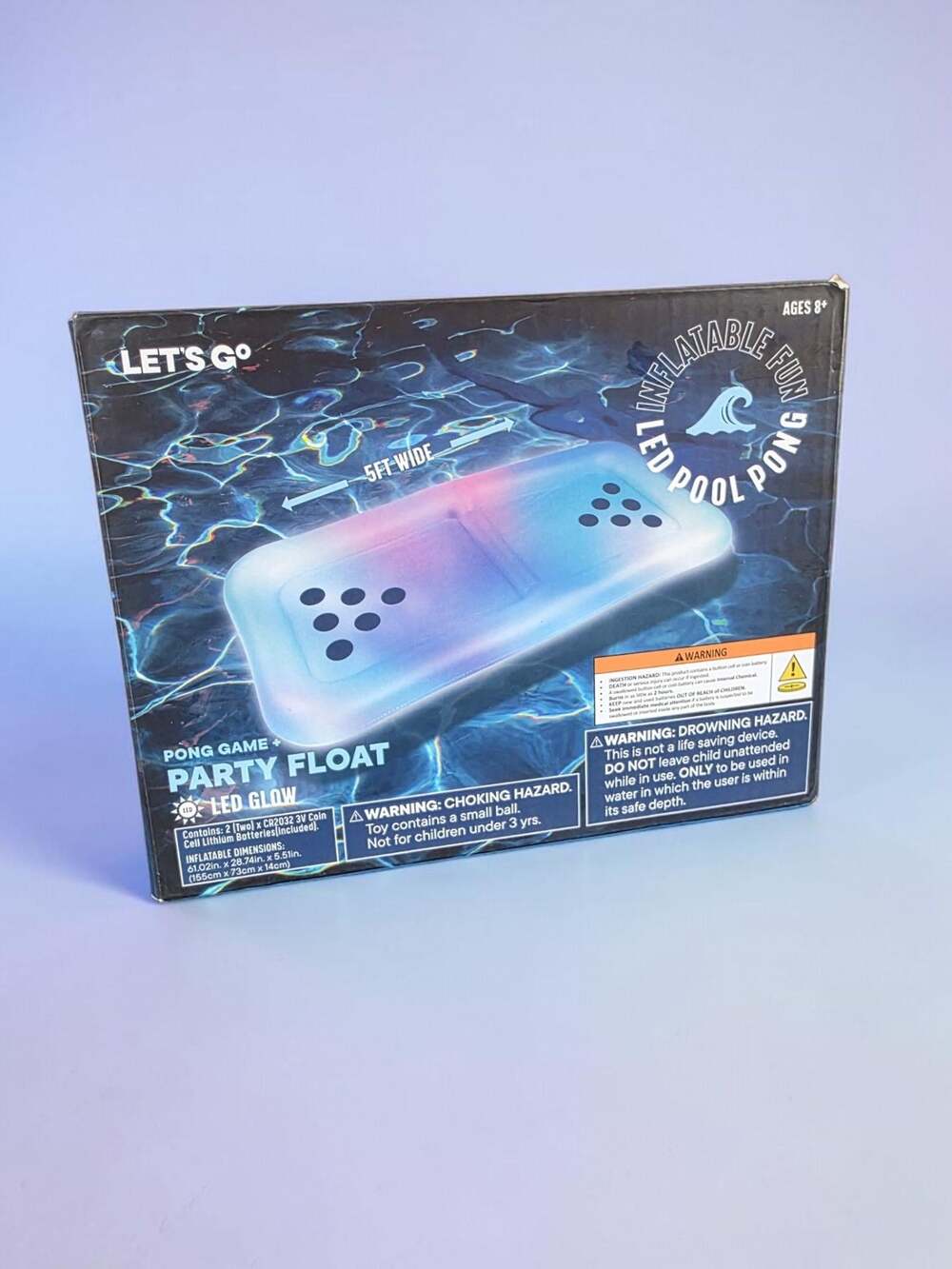 LET'S GO Inflatable LED Glow Pool Pong Party Float